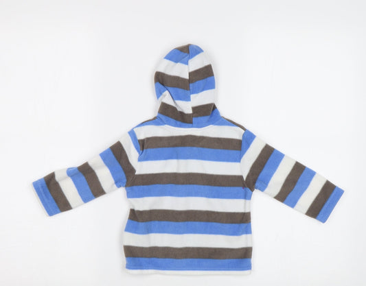 Preworn Baby Blue Striped Full Zip Jumper Size 12-18 Months