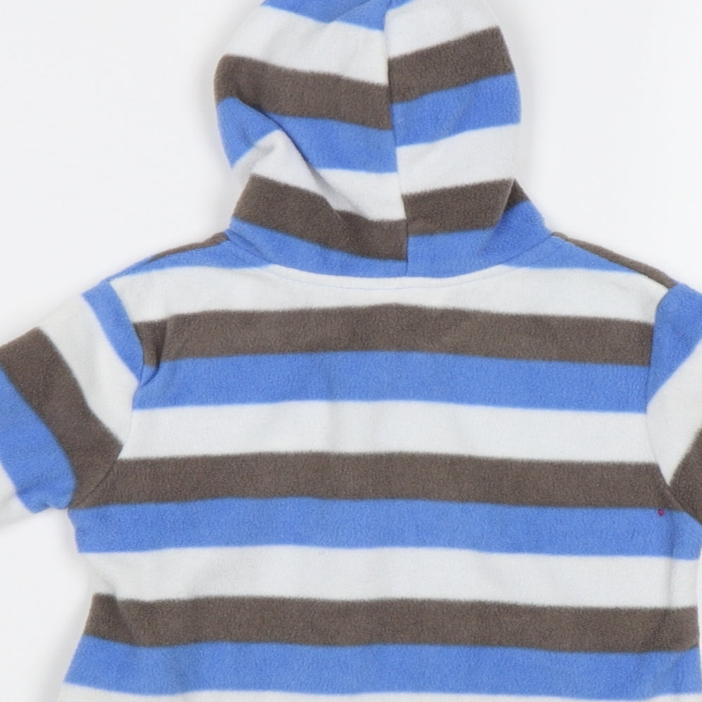 Brand and care label for Preworn Baby Blue Striped Full Zip Jumper, size 12-18, Months