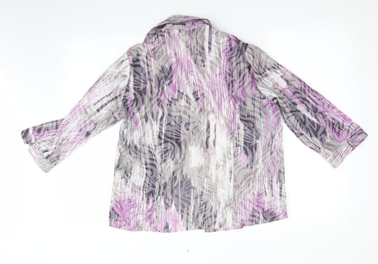 Ellie Louise Womens Purple Animal Print Basic Blouse Size 12