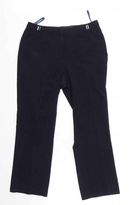 Womens UK Size 10 M&Co Regular Fit Dress Pants Blue Trousers
