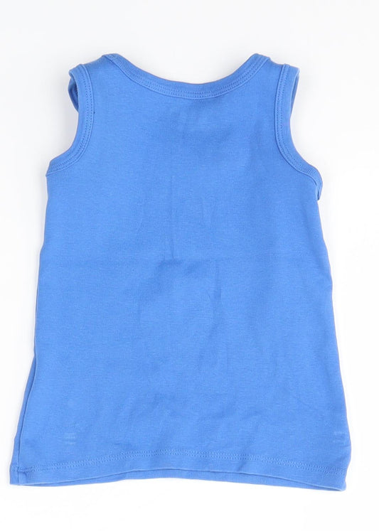 M&S Boys Blue Basic Tank Size 2-3 Years