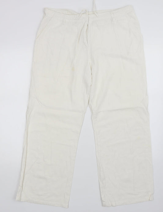 Womens UK Size 16 Mia Moda Regular Fit White Trousers