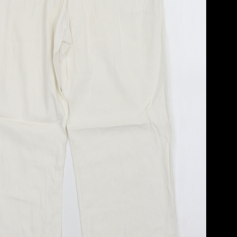 Womens UK Size 16 Mia Moda Regular Fit White Trousers