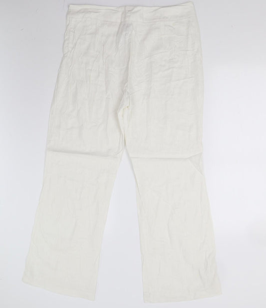 Womens UK Size 14 M&S Regular Fit Ivory Trousers