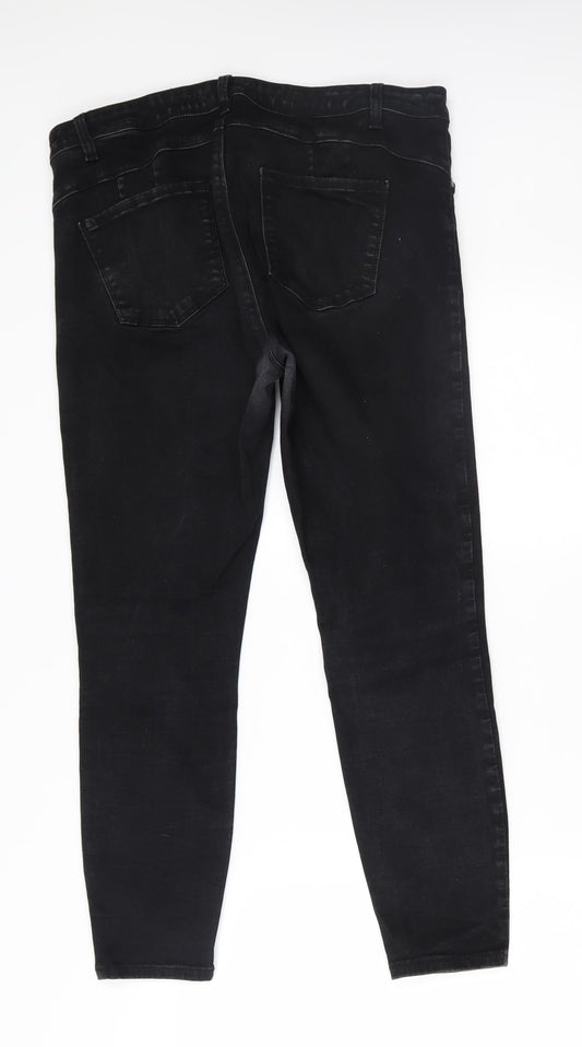 denim co Womens Black Straight Jeans Size 16 L25 in