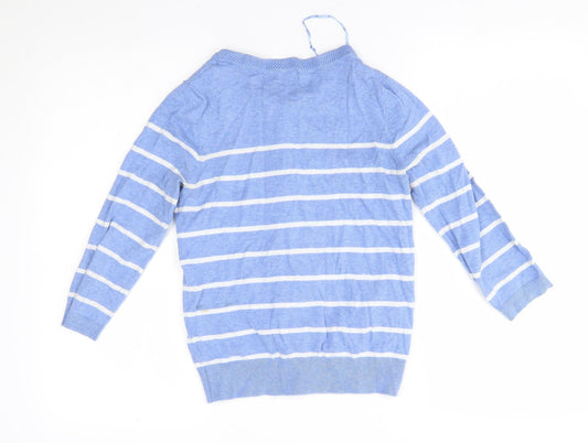 F&F Womens Blue Striped Cardigan Jumper Size 6