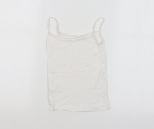 M&S Girls White Basic Tank Size 5-6 Years