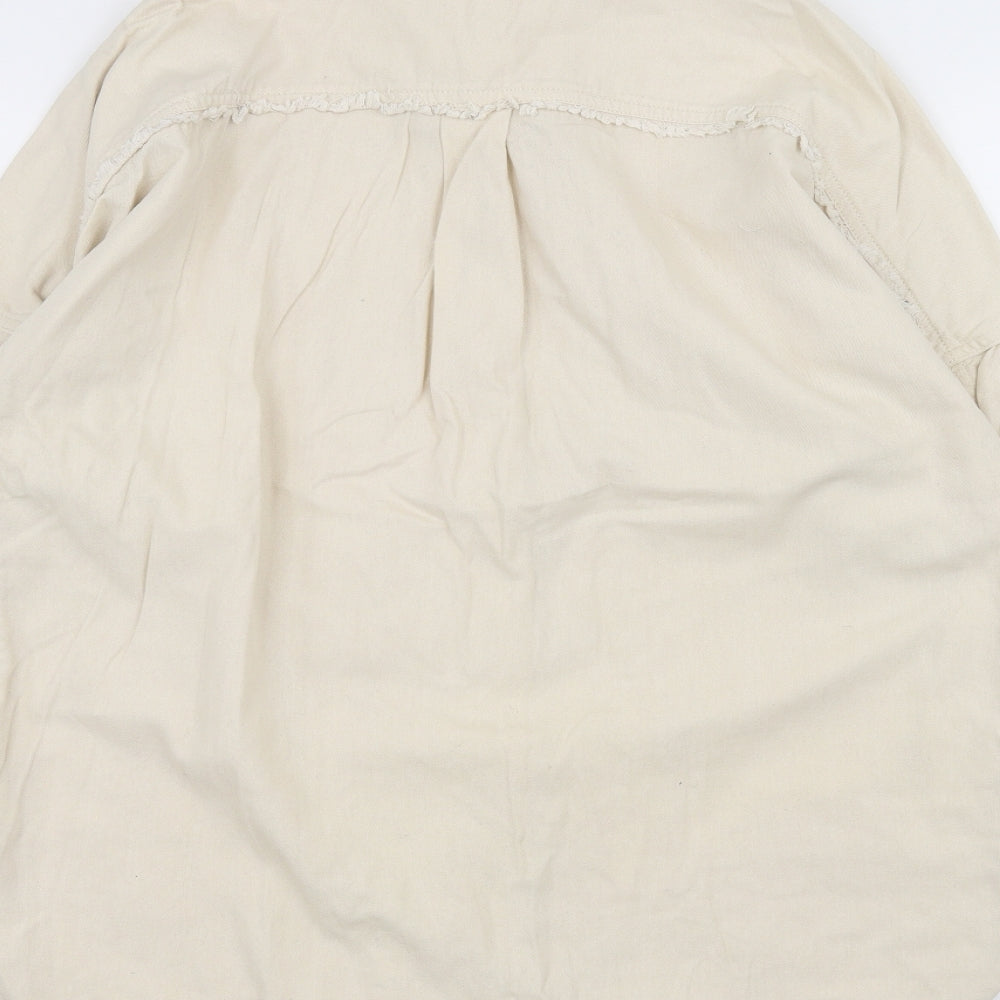 River Island Mens Beige Dress Shirt Size S - ripped details