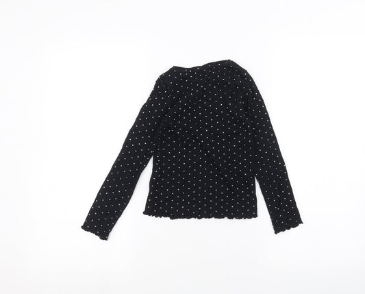 F&F Girls Black Polka Dot Basic T-Shirt Size 7-8 Years