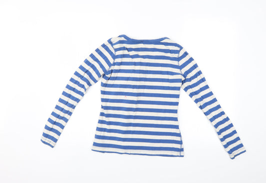 Seconda Womens Blue Striped Pullover Jumper Size 14