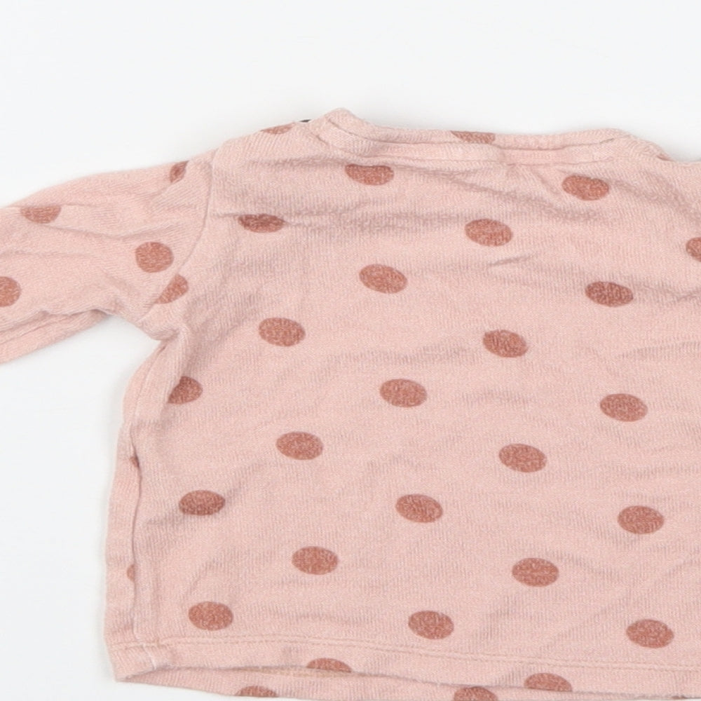 F&F Girls Pink Polka Dot Pullover Jumper Size 0-3 Months