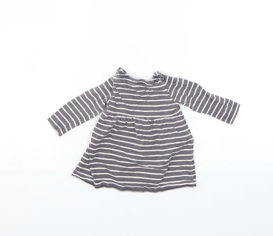 F&F Girls Grey Striped Shift Size 0-3 Months