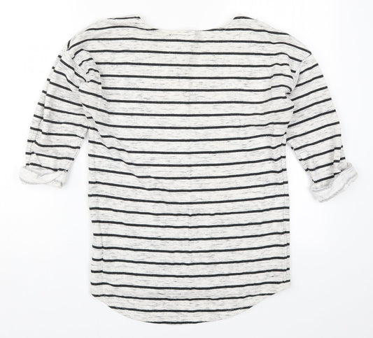 H&M Womens Grey Striped Pullover Sweatshirt Size XS