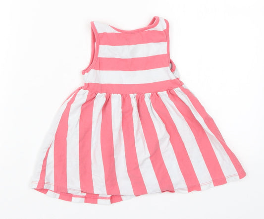 F&F Girls Red Striped Skater Dress Size 12-18 Months