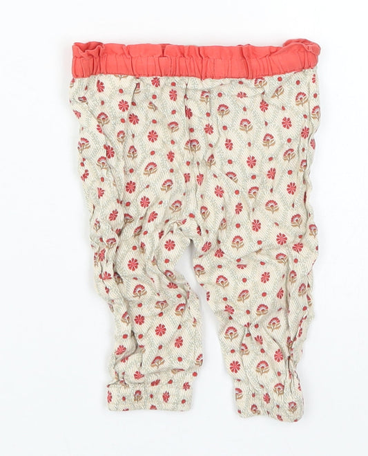 Zara Girls Beige Floral Capri Trousers Size 6-9 Months