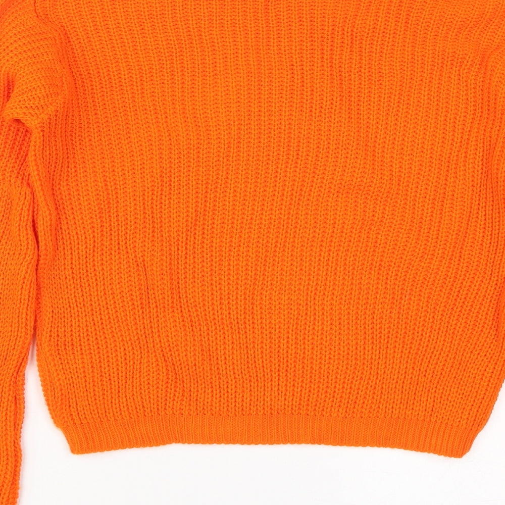Glamorous Womens Orange Knit Pullover Jumper Size S
