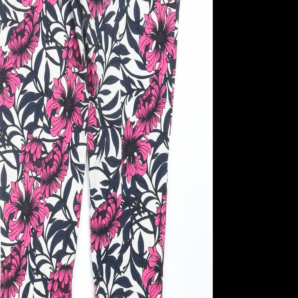 Brand and care label for Atmosphere women’s pink geometric trousers, size UK 6, 27-inch leg
