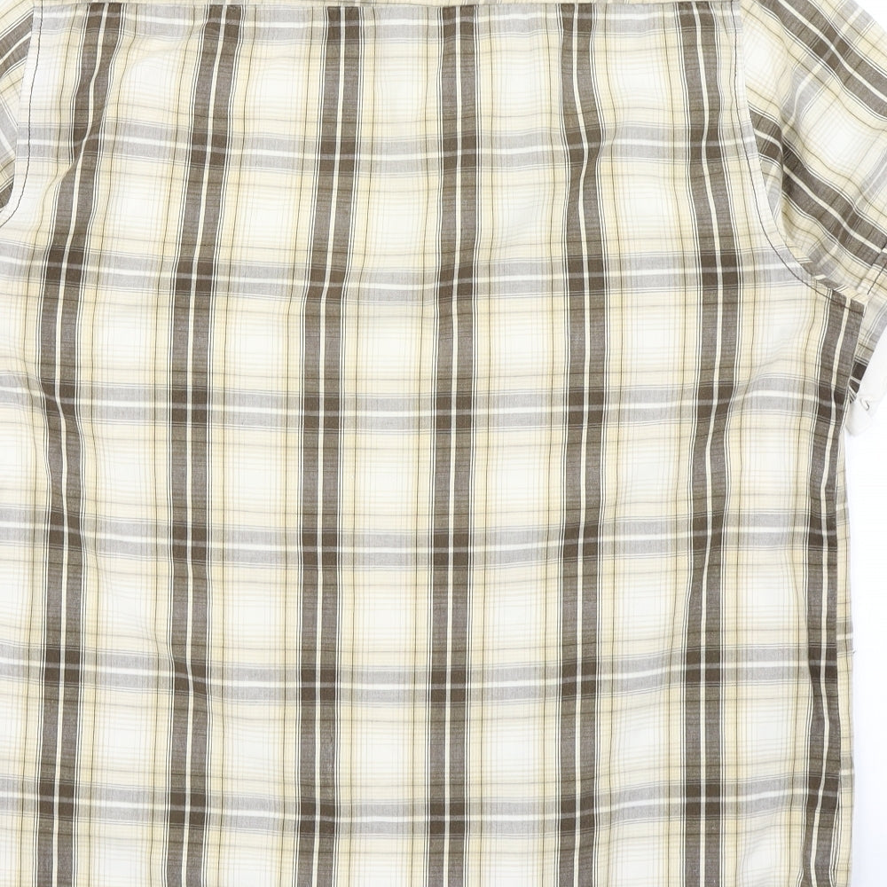Mens UK Size M Trait Brown Button-Up Short Sleeve Casual Shirt
