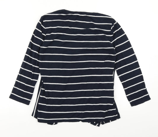 CC Womens Blue Striped Basic T-Shirt Size S - With cardigan