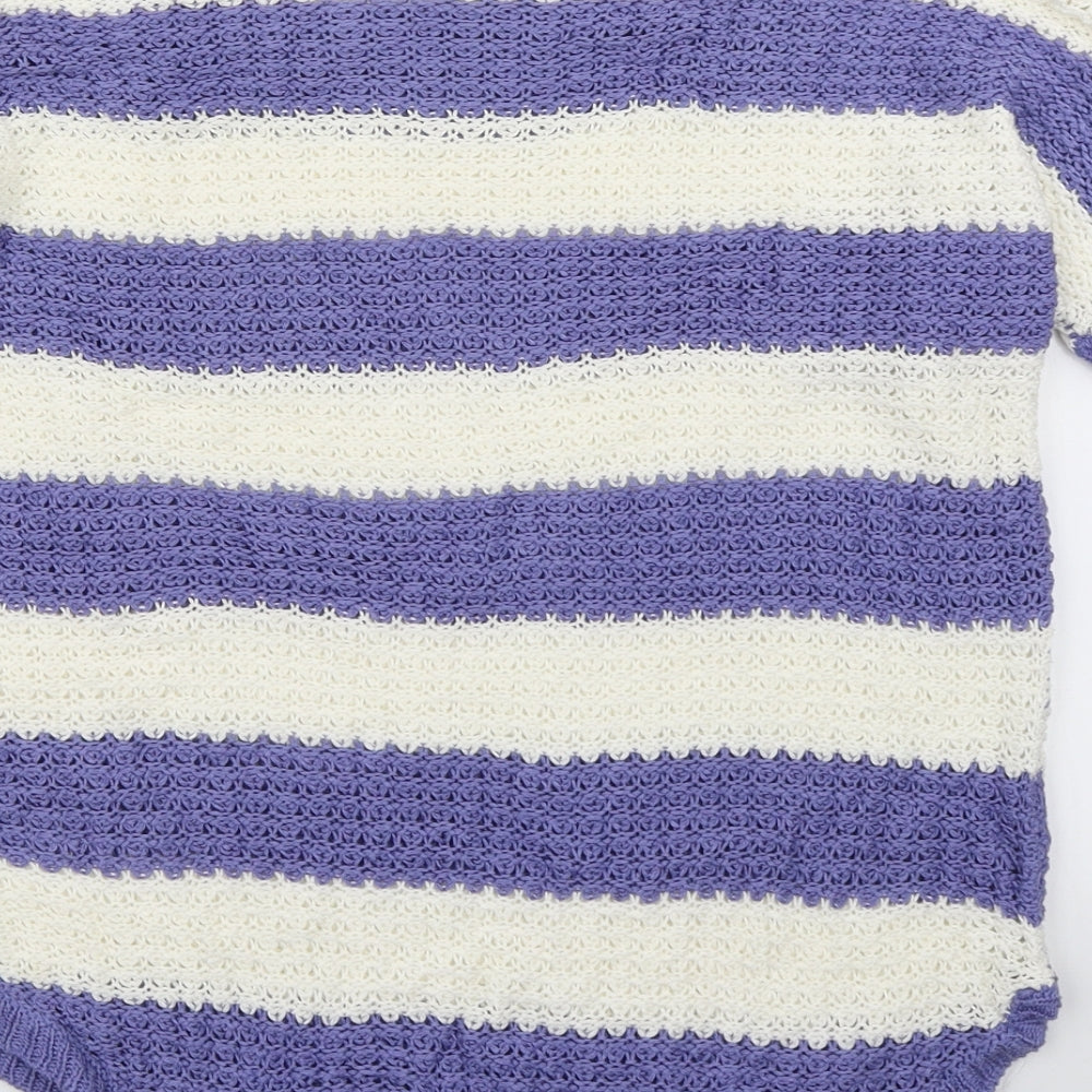 Intuition Womens Purple Striped Knit Pullover Jumper Size 12