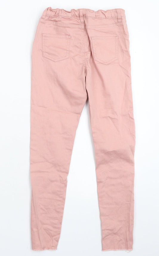 Denim & Co. Girls Pink Denim Skinny Jeans Size 11-12 Years - Distressed