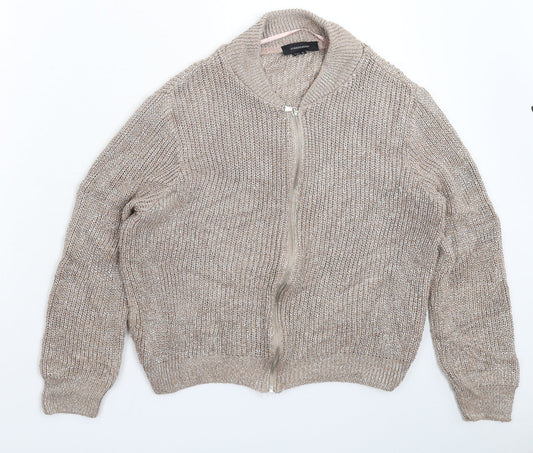 Atmosphere Womens Grey Knit Bomber Jacket Jacket Size 12