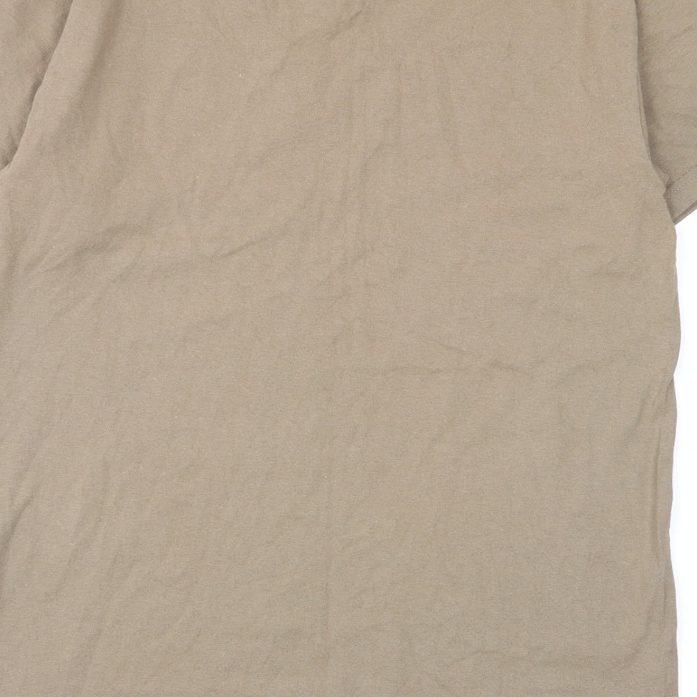 Mens UK Size S Gildan Beige T-Shirt