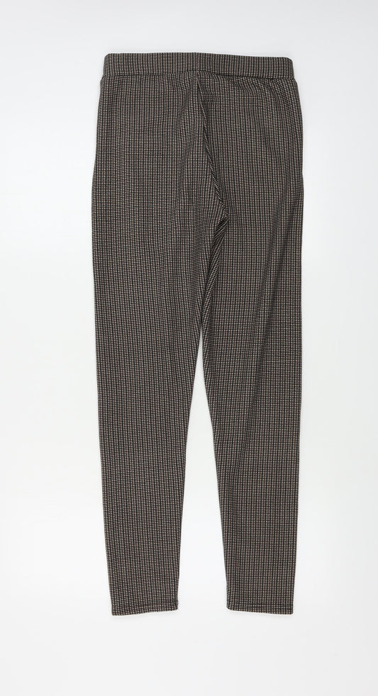 elisa Womens Brown Check Trousers Size M L26 in