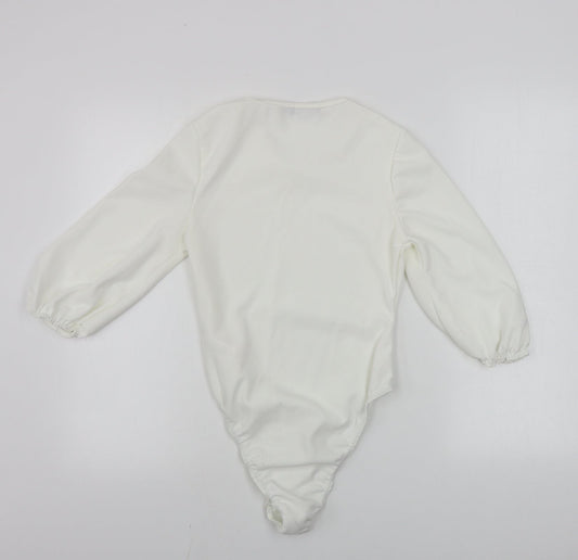Boohoo  Womens Ivory   Bodysuit One-Piece Size 10
