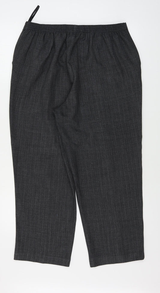 BM Womens Grey Striped Trousers Size 16 L25 in