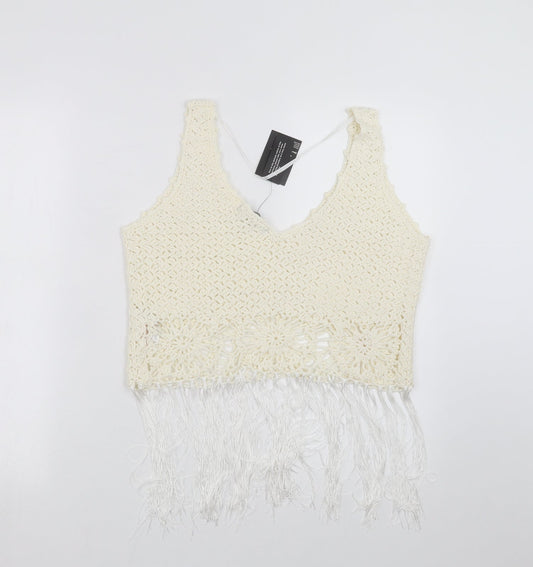 Primark Womens Ivory Knit Pullover Jumper Size M - cropped