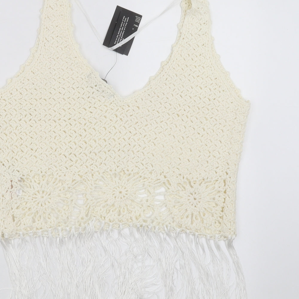 Primark Womens Ivory Knit Pullover Jumper Size M - cropped