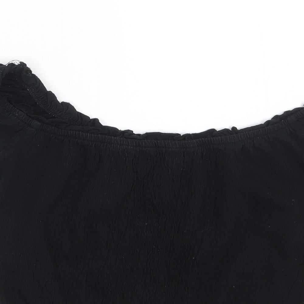 Womens UK Size 8 New Look Black Cropped T-Shirt