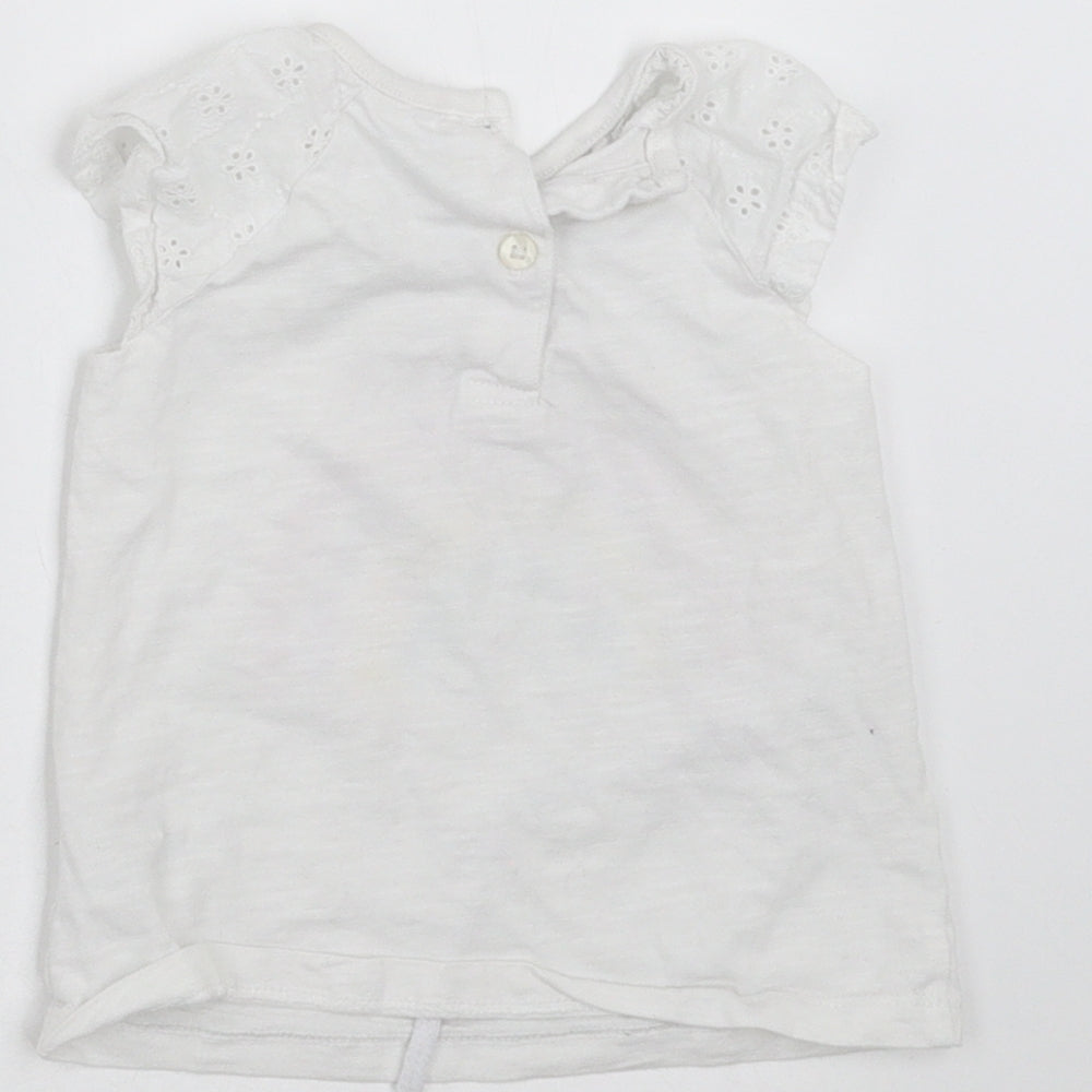 Primark Girls White Basic T-Shirt Size 6-9 Months - rainbow