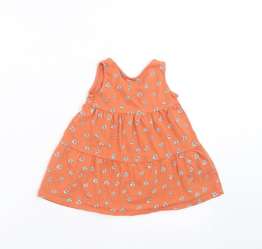 Primark Girls Orange Floral Trapeze & Swing Size 12-18 Months