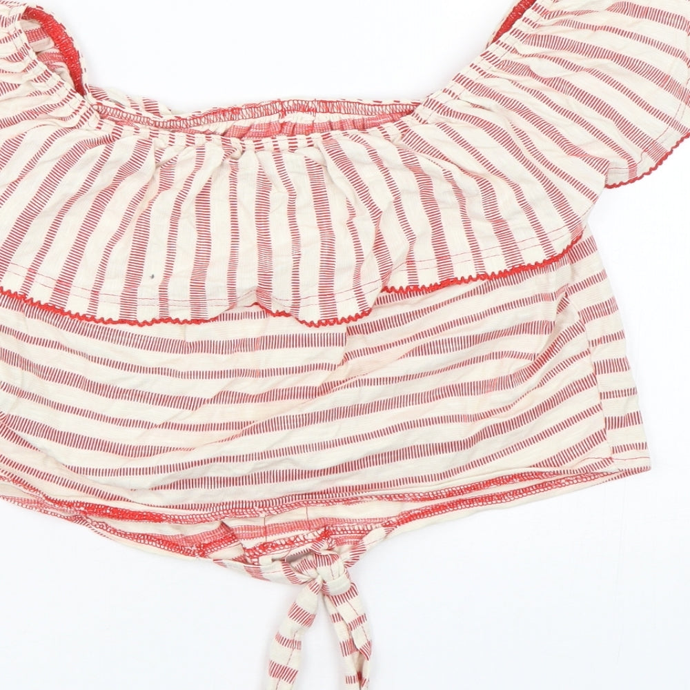 Miss Selfridge Womens Red Striped Basic T-Shirt Size 10