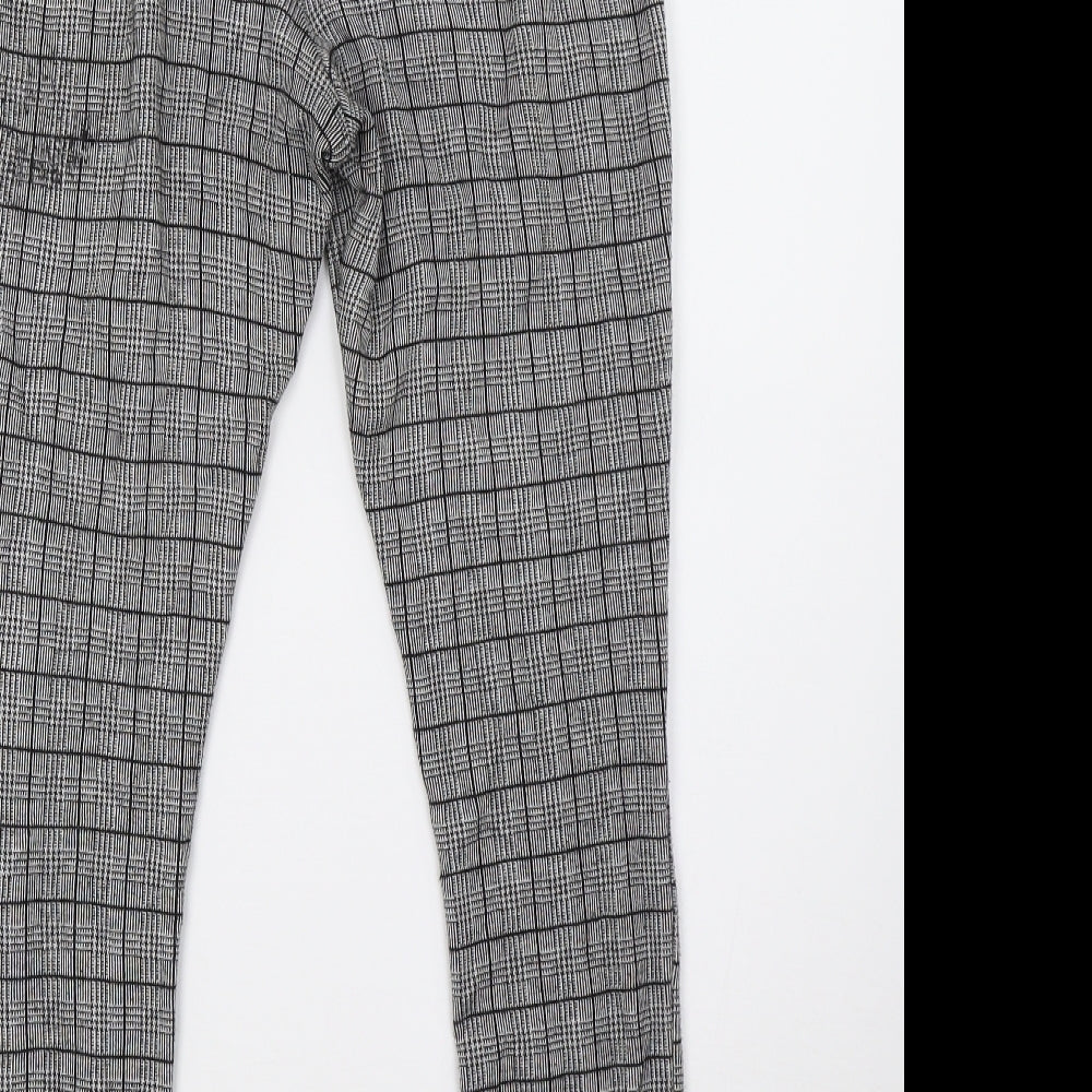 newlook Womens White Check Trousers Size 14 L28 in