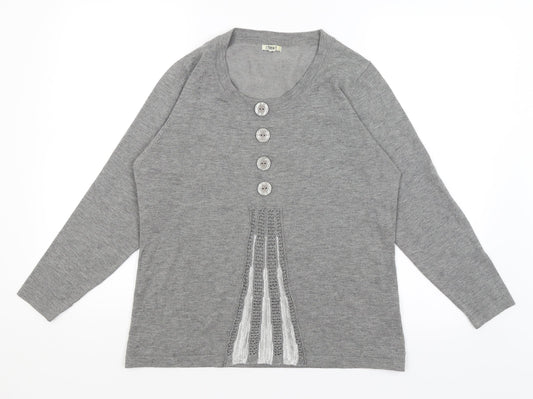 Womens UK Size M Text Grey Pullover Jumper