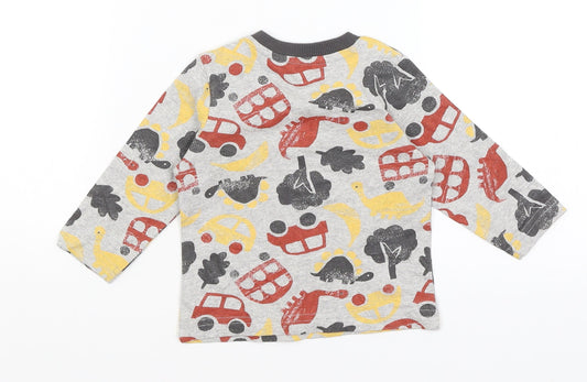 Nutmeg Baby Grey Basic T-Shirt Size 3-6 Months - Dinosaurs & Vehicles