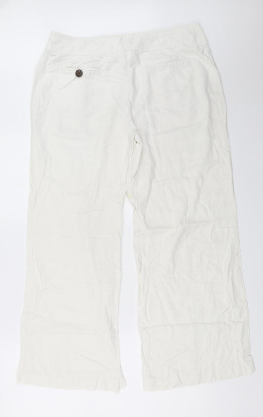 Womens UK Size 16 Preworn Regular Fit White Trousers