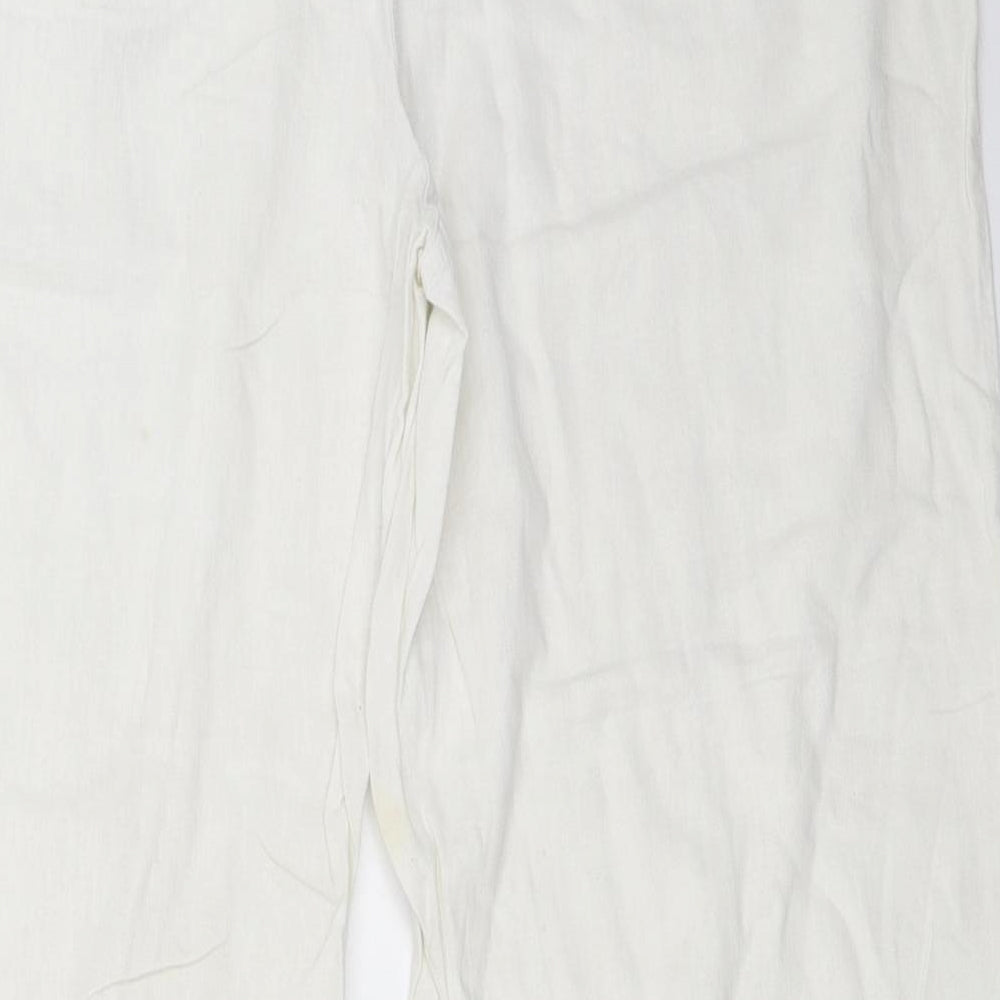 Womens UK Size 16 Preworn Regular Fit White Trousers
