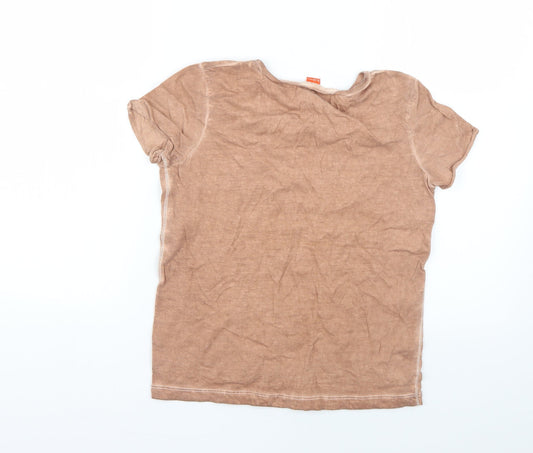 River Island Girls Beige Geometric Basic T-Shirt Size 9-10 Years