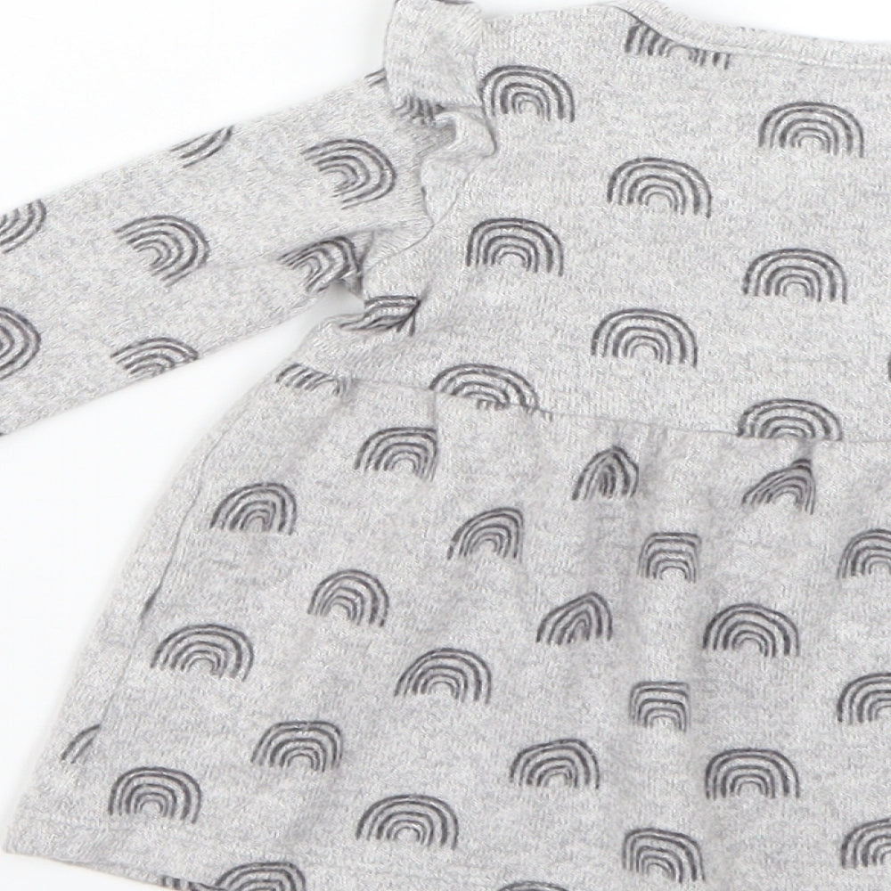 Brand and care label for F&F Baby Grey Geometric Fit & Flare, size 0-3, Months