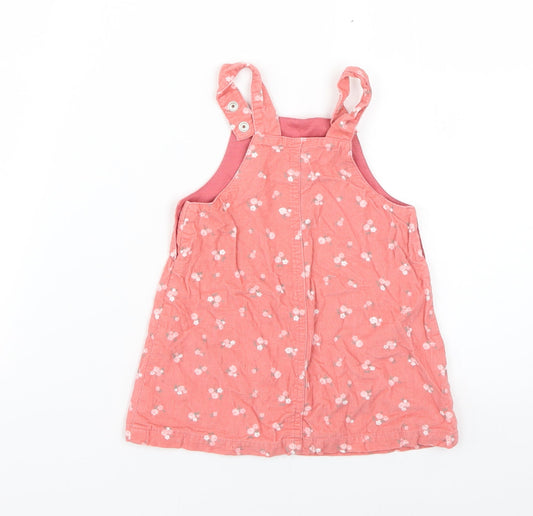 btu Baby Pink Floral Pinafore/Dungaree Dress Size 9-12 Months