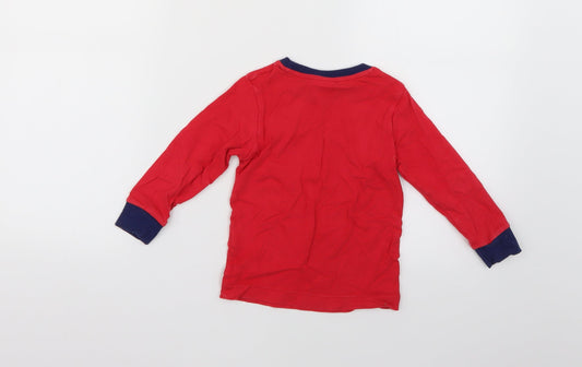 Matalan Boys Red Geometric Pyjama Top Size 2-3 Years - Christmas