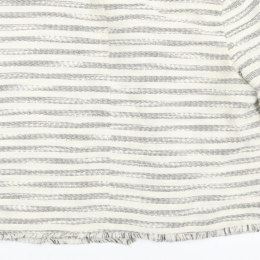Matalan Womens White Striped Jacket Coatigan Size 12
