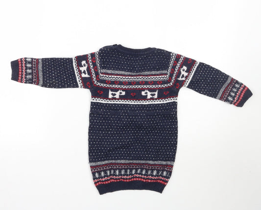 NEXT Girls Blue Fair Isle Pullover Jumper Size 2 Years