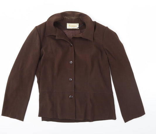 Additional front view of Roman women’s brown jacket, size UK 16, - shoulder pads