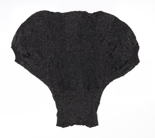 Miss Harvey Womens Black Pullover Jumper One Size - Glittery Batwing Jumper