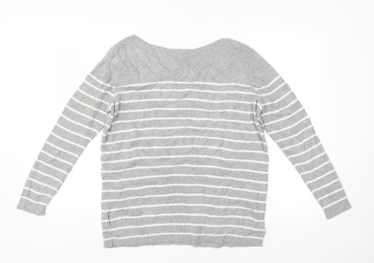 Preworn Womens Grey Striped Pullover Jumper Size L